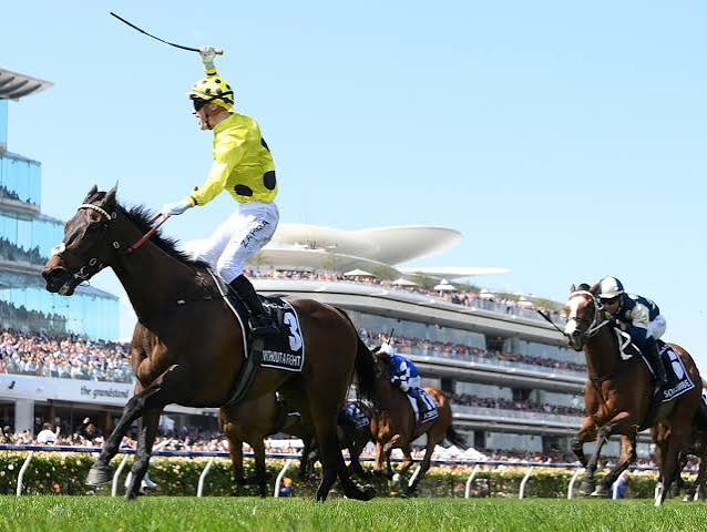 Historic scene from the Melbourne Cup at Flemington